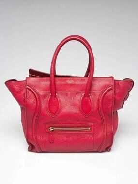 Celine Drummed Calfskin Leather Mini Luggage Tote Bag